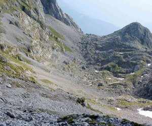 beim Abstieg zur Ostpreußenhütte am rechten Bildrand